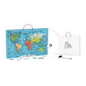 Magnetic World Puzzle with Dry Erase Board