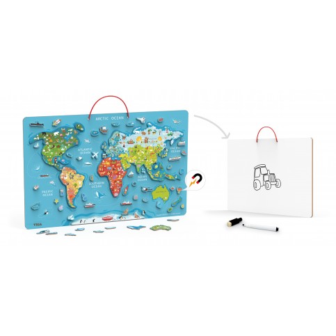 Magnetic World Puzzle with Dry Erase Board
