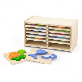 Block Puzzle - 12pcs Set with Storage Shelf