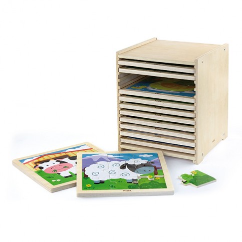 9 Piece Puzzle - 12pcs Set with Storage Shelf